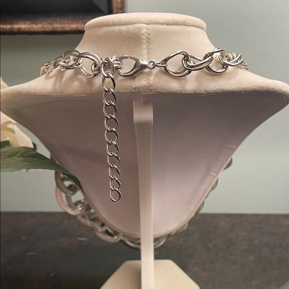 Aluminum Silver Triple-Stranded Statement Necklace - Picture 5 of 5
